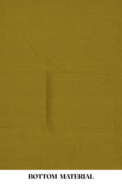 Green embroidered cotton silk chudidhar material with sequin work and contrast dupatta