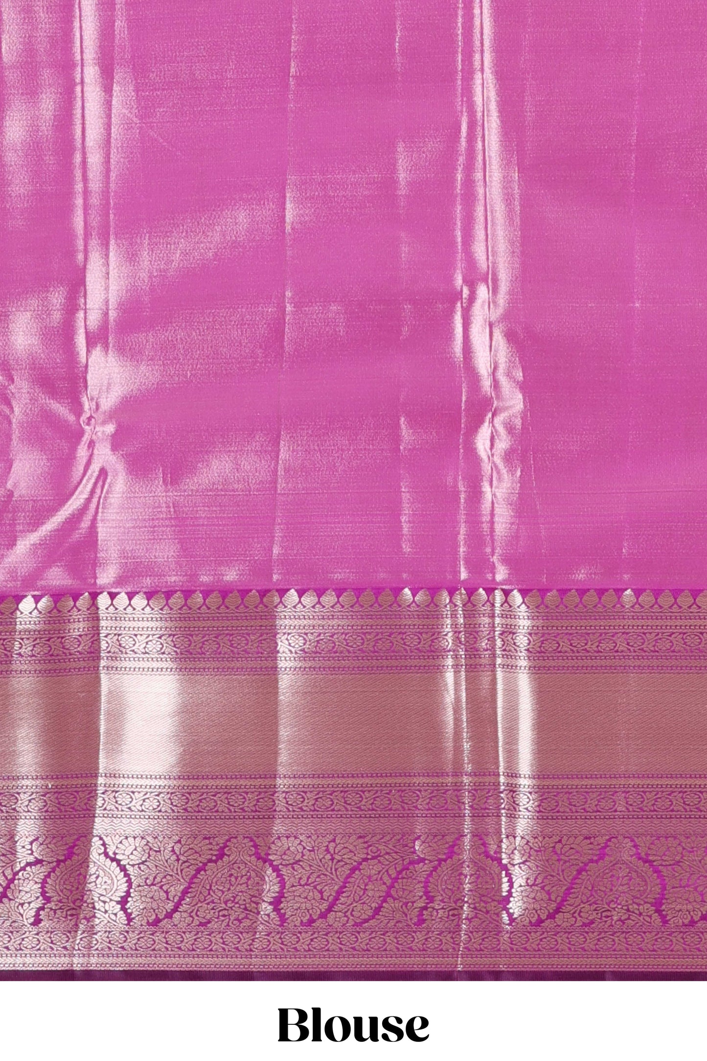 Pink semi banaras tissue saree with floral motifs and zari border