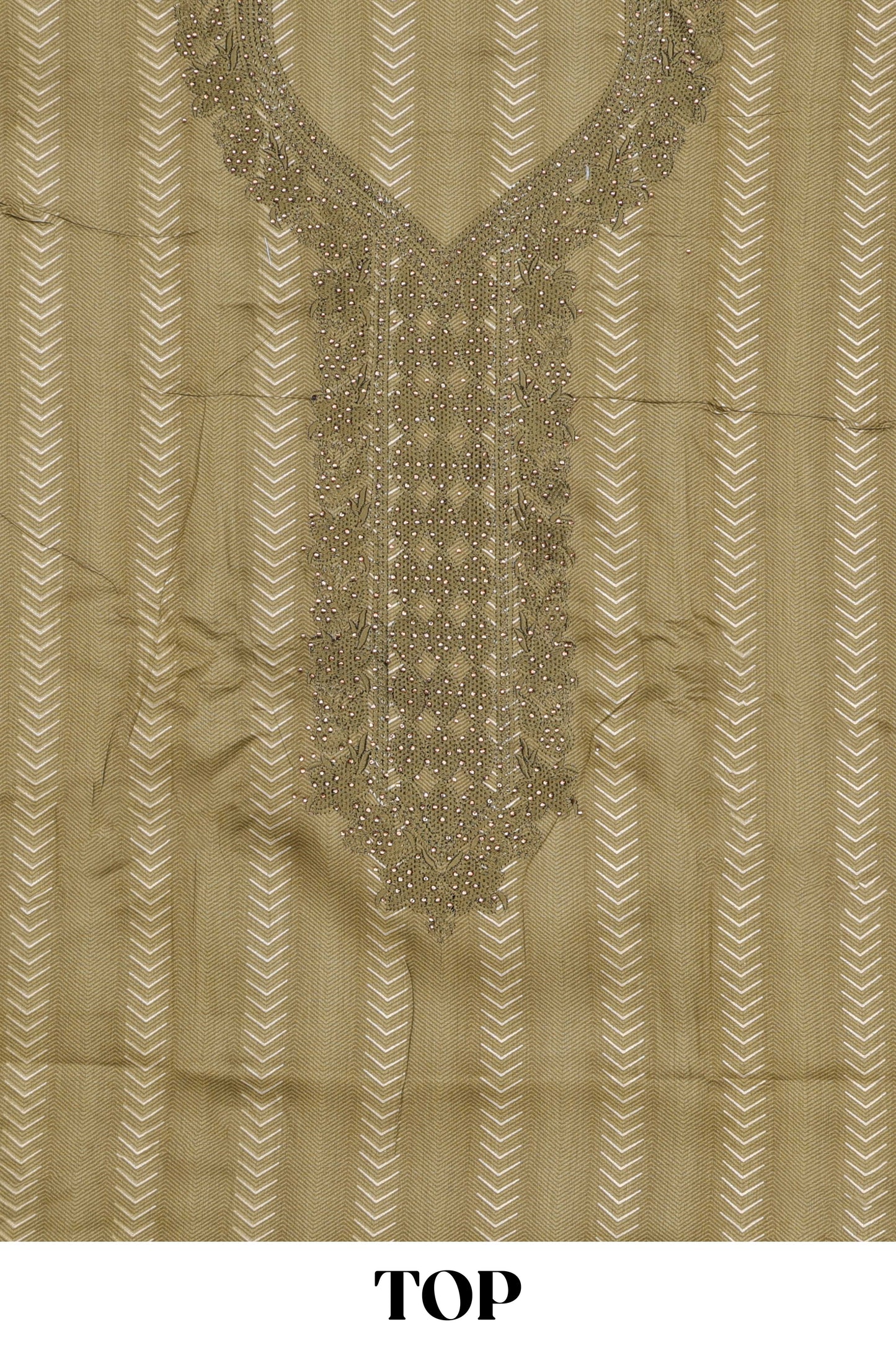 Green cotton embroidered chudidhar material with bottom and striped dupatta