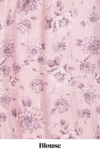 Borderless onion pink floral design art tissue saree with self design pallu and matching blouse