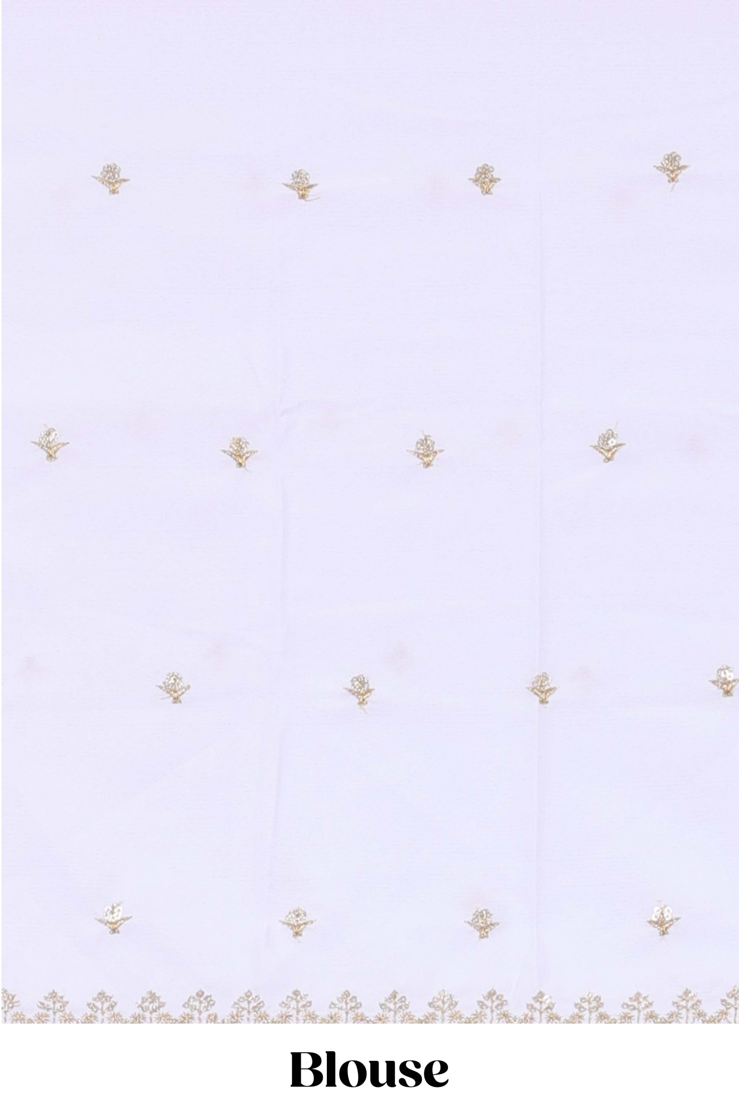 Lavender zari striped moss chiffon saree with floral butta, contrast border and pallu