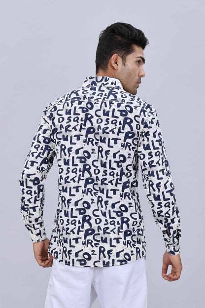 Men’s Slim Fit Pure Cotton Casual Shirt with Fancy Printed Collar