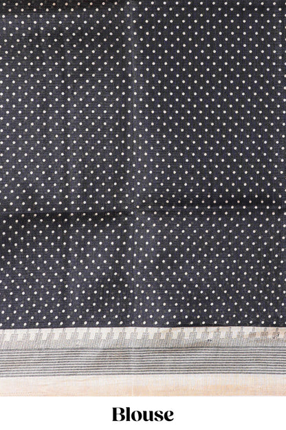 Sandal khadi cotton saree with warli print design on body and pallu