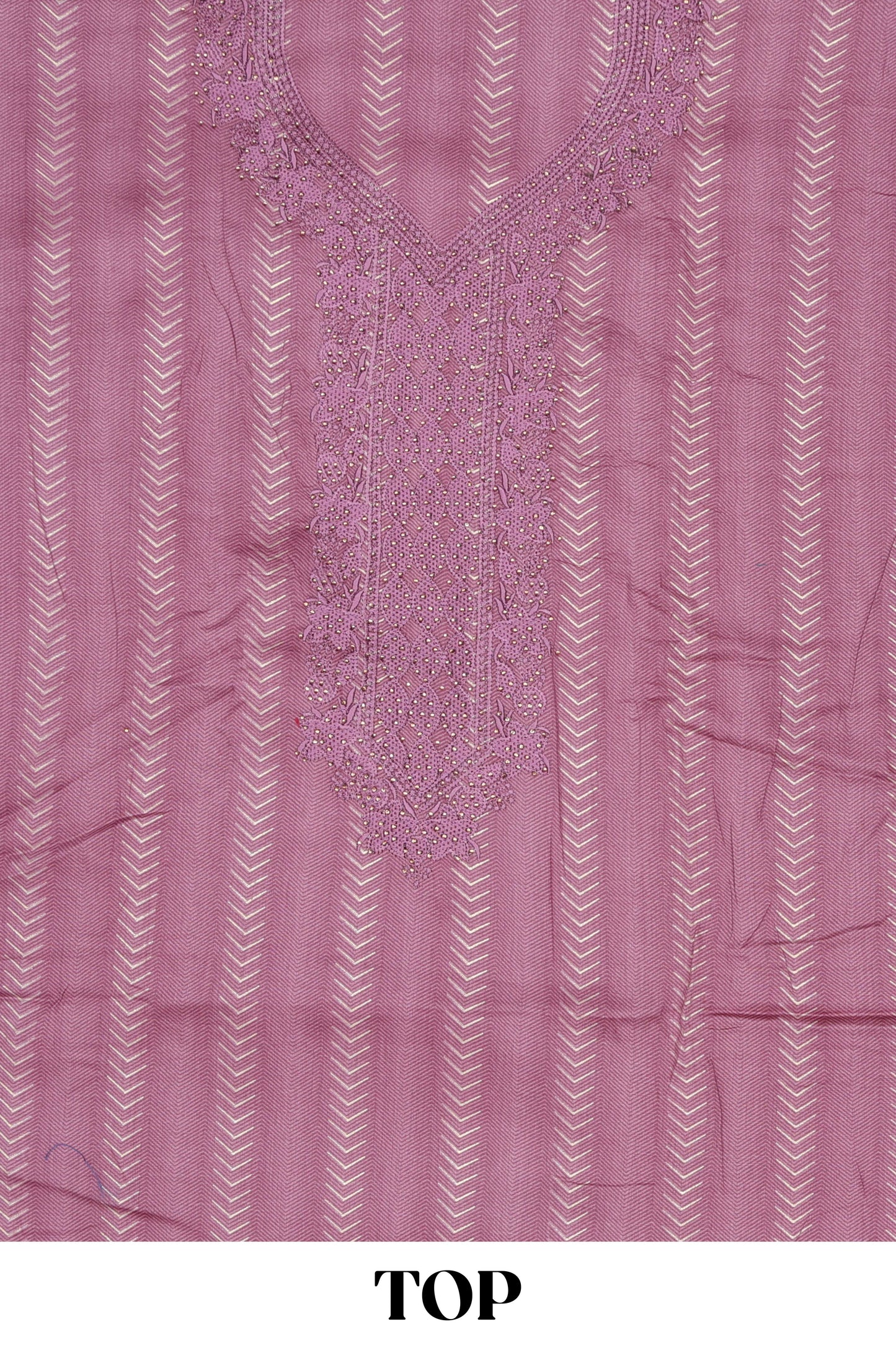 Purple cotton embroidered chudidhar material with bottom and striped dupatta