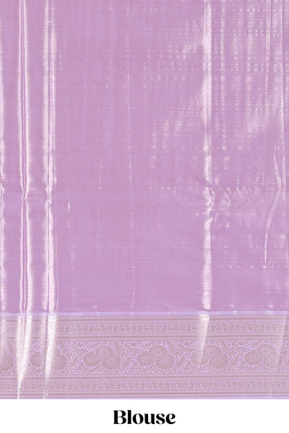 Lavender semi banaras tissue saree with floral motifs and zari border