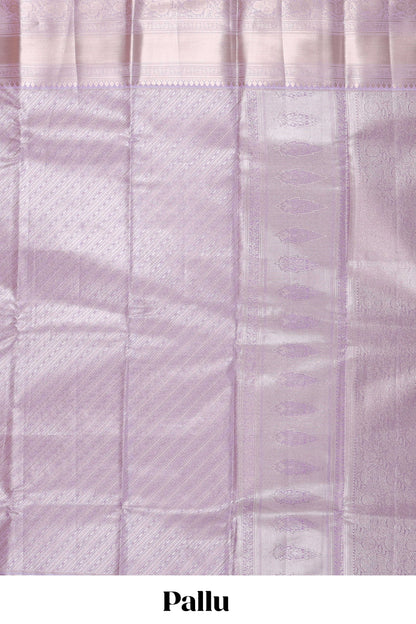 Lavender semi banaras tissue saree with floral motifs and zari border