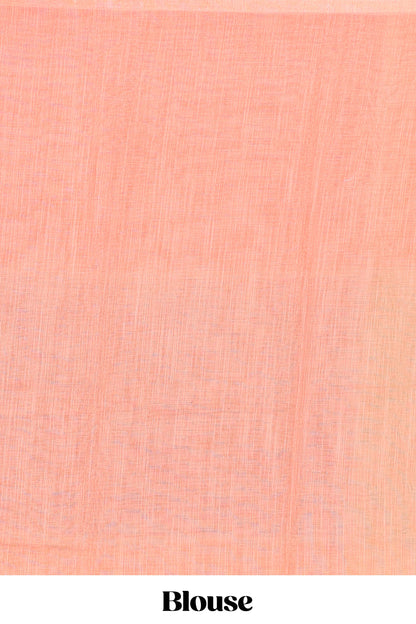 Borderless multi color linen checked saree with striped pallu