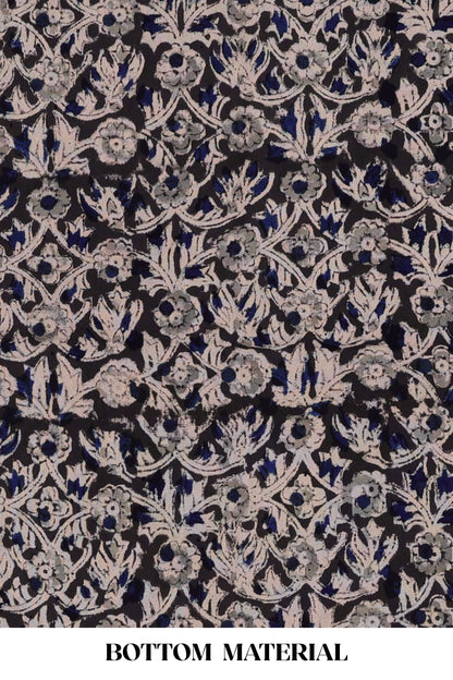 Pink plain cotton chudidhar material with kalamkari style bottom and dupatta