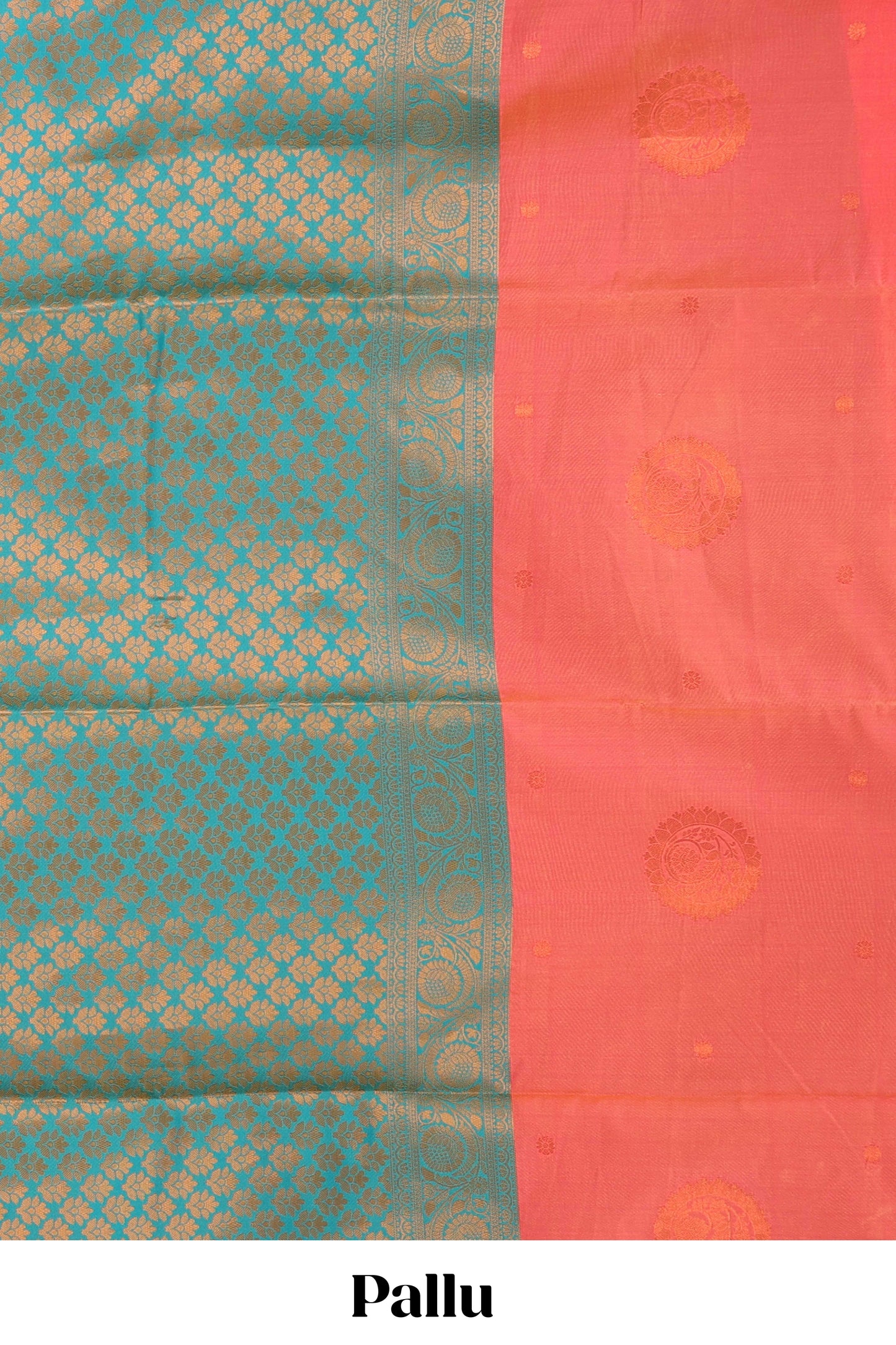 Borderless orange semi soft silk saree with ikkat and zari woven body and ogee pallu