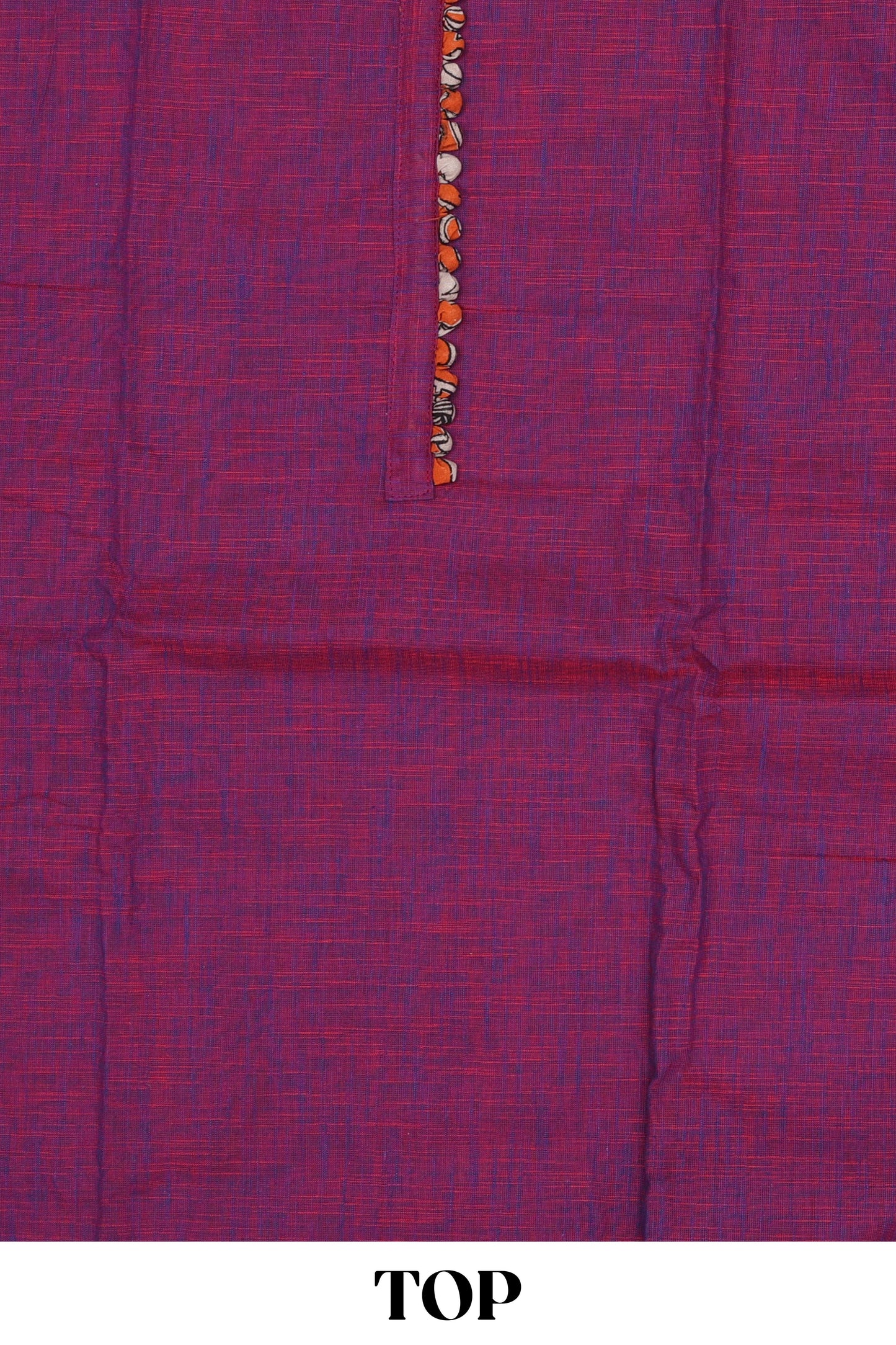 Magenta plain cotton chudidhar material with kalamkari style bottom and dupatta