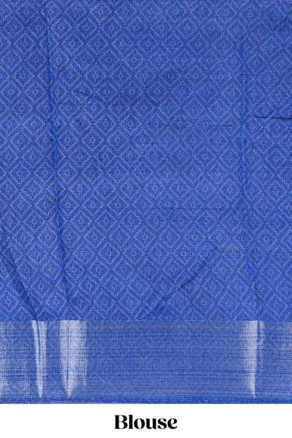 Green birds and floral vine khadi cotton saree with contrast zari border