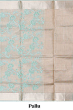Grey floral design art tissue saree with self zari border and matching blouse