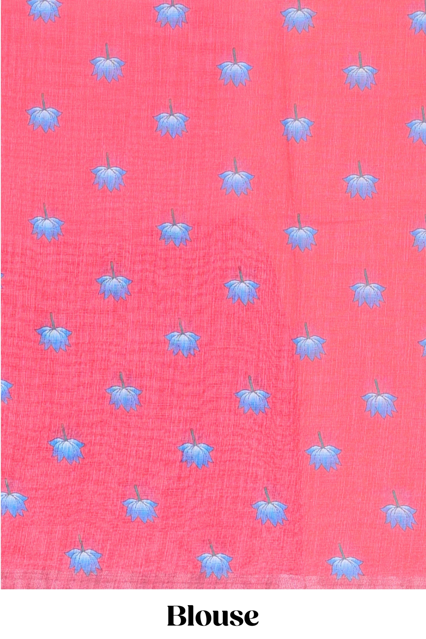 Pink linen floral and animal themed print saree with zari border