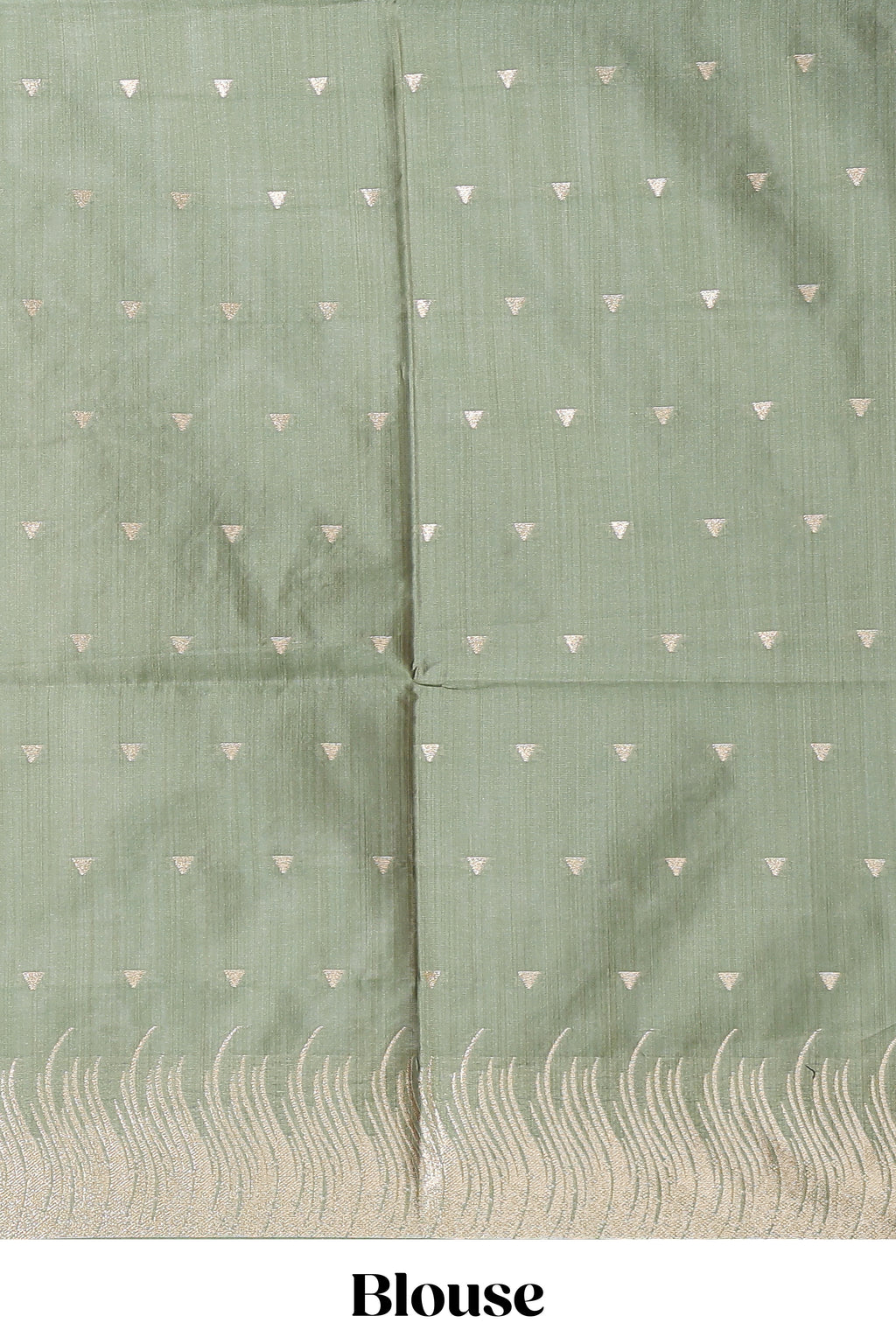 Borderless green striped zari design tussar saree with self pallu and matching blouse