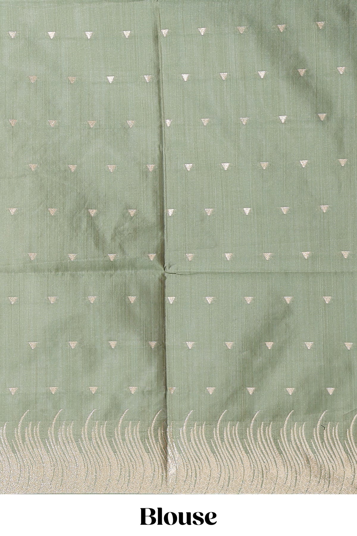 Borderless green striped zari design tussar saree with self pallu and matching blouse