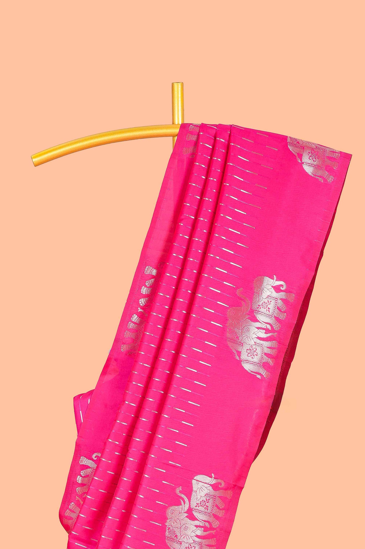 Rani Pink Semi Soft Silk Saree Zari Butta All Over And Floral Design Pallu