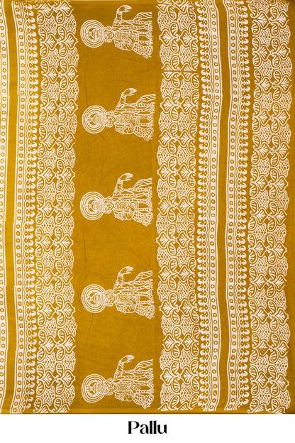 yellow saree with mustard yellow pallu
