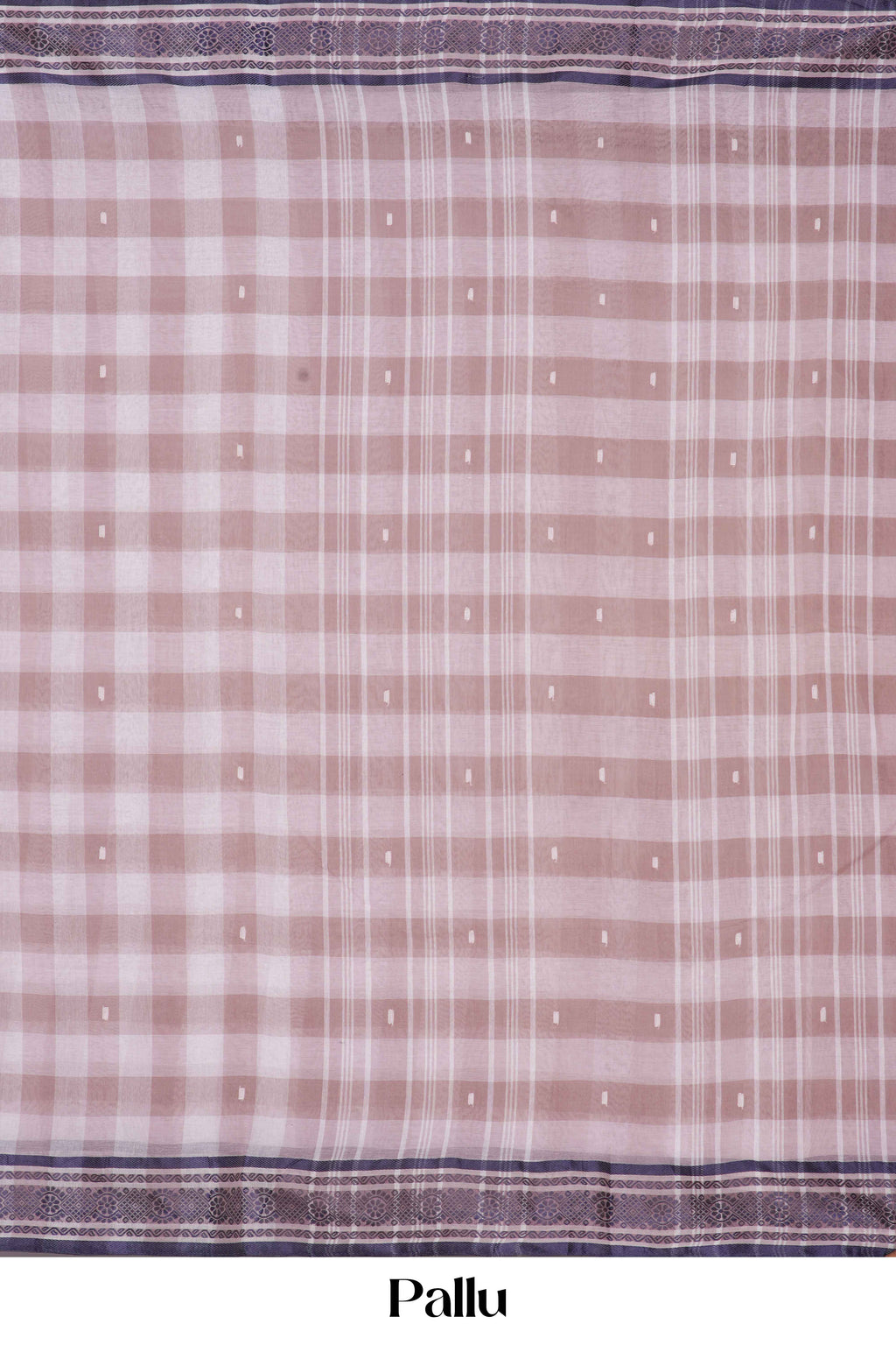 Peachy-Pink Bengal Cotton Saree Checks With Thread Butta