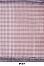 Peachy-Pink Bengal Cotton Saree Checks With Thread Butta
