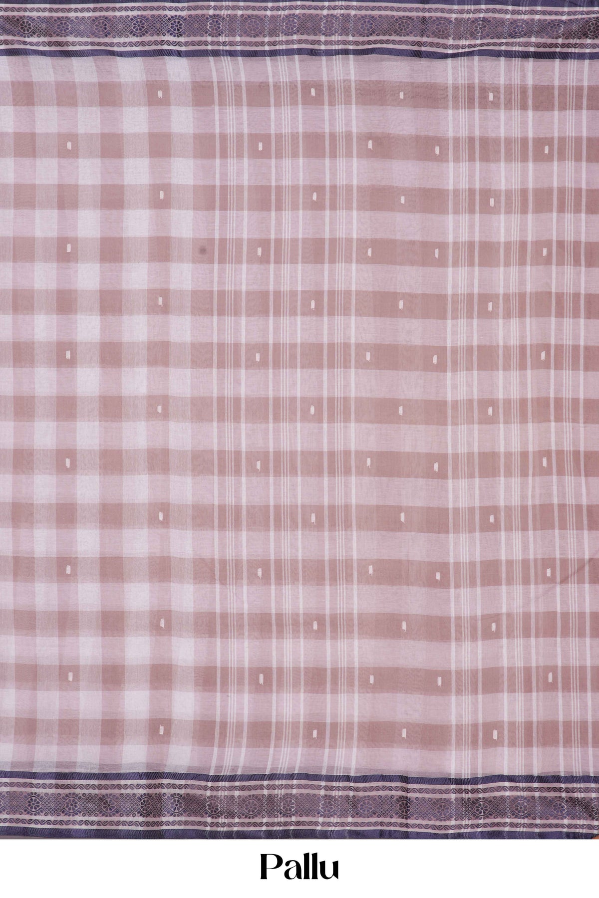 Peachy-Pink Bengal Cotton Saree Checks With Thread Butta