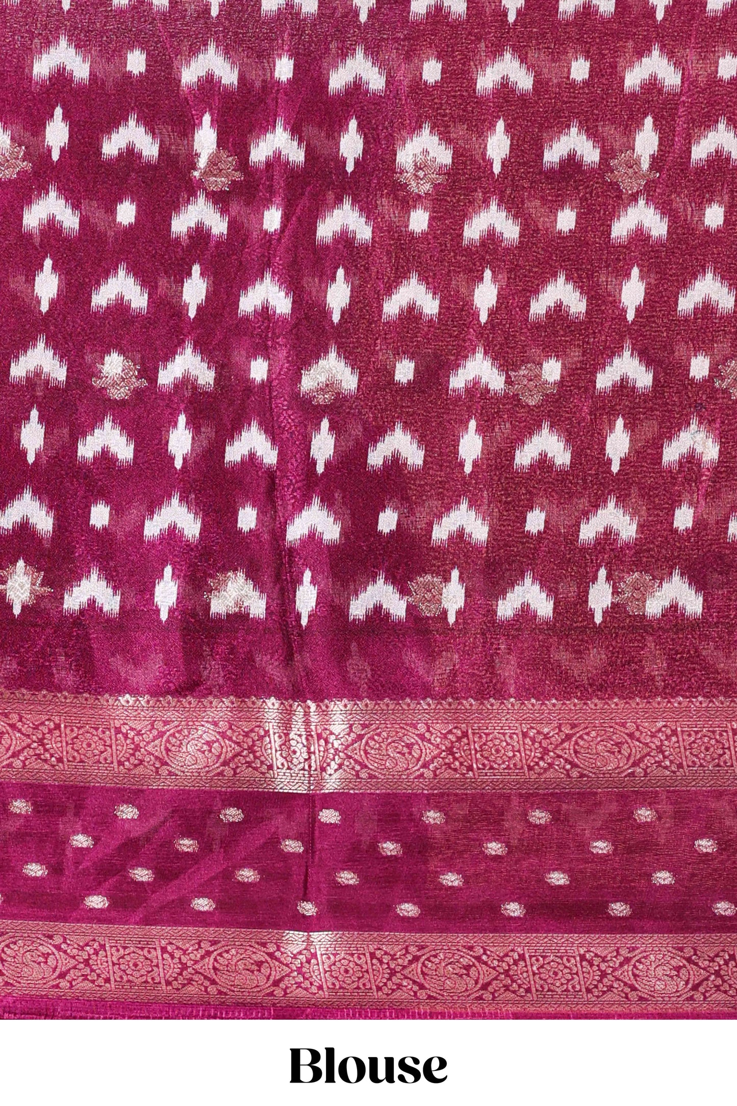 White Kalamkari style floral and crane birds print marsh georgette saree with maroon zari border and printed pallu