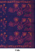 Navy Blue Bengal Cotton With Thread Butta