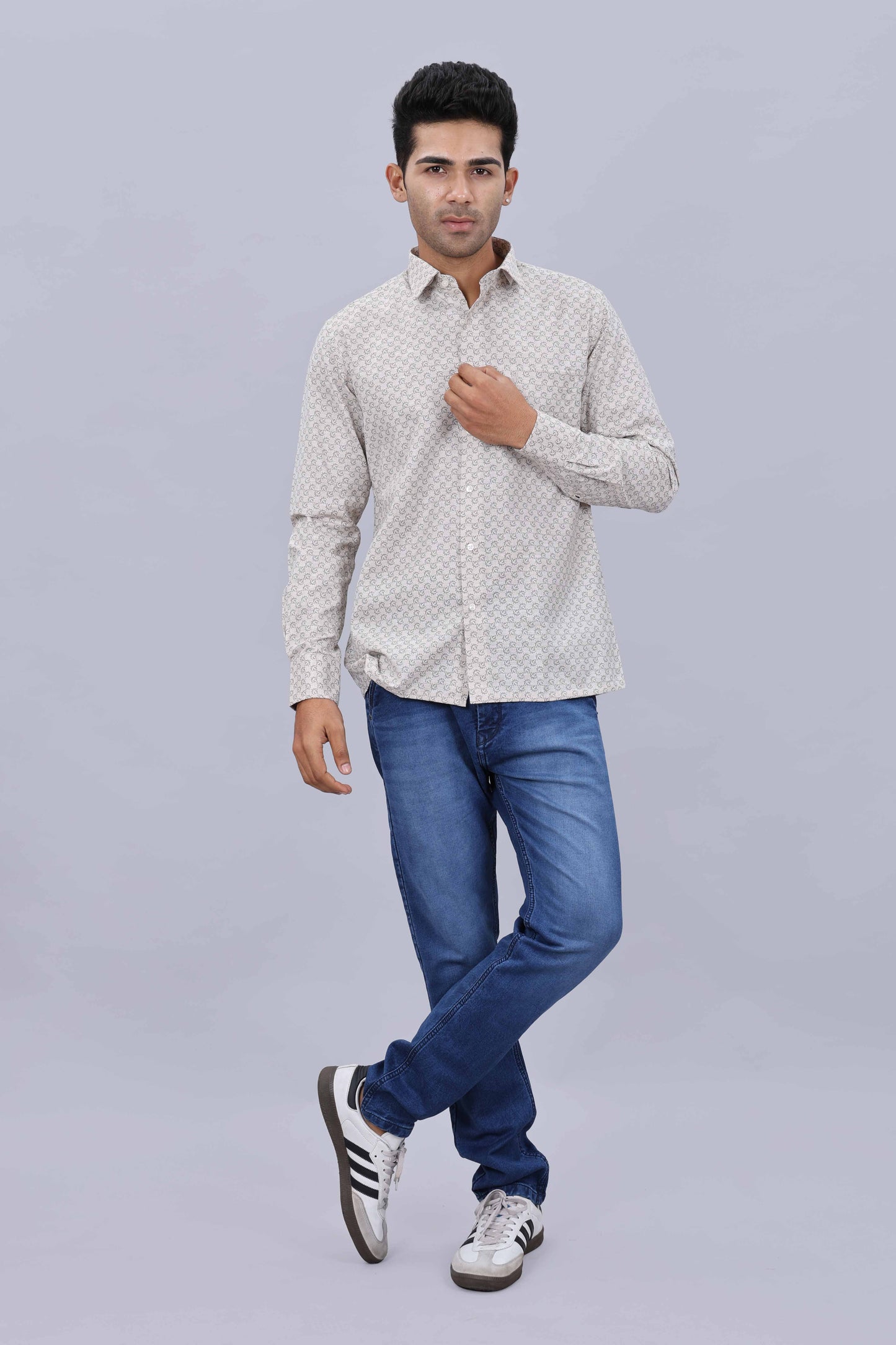 Men’s Slim Fit Pure Cotton Dobby Printed Casual Shirt