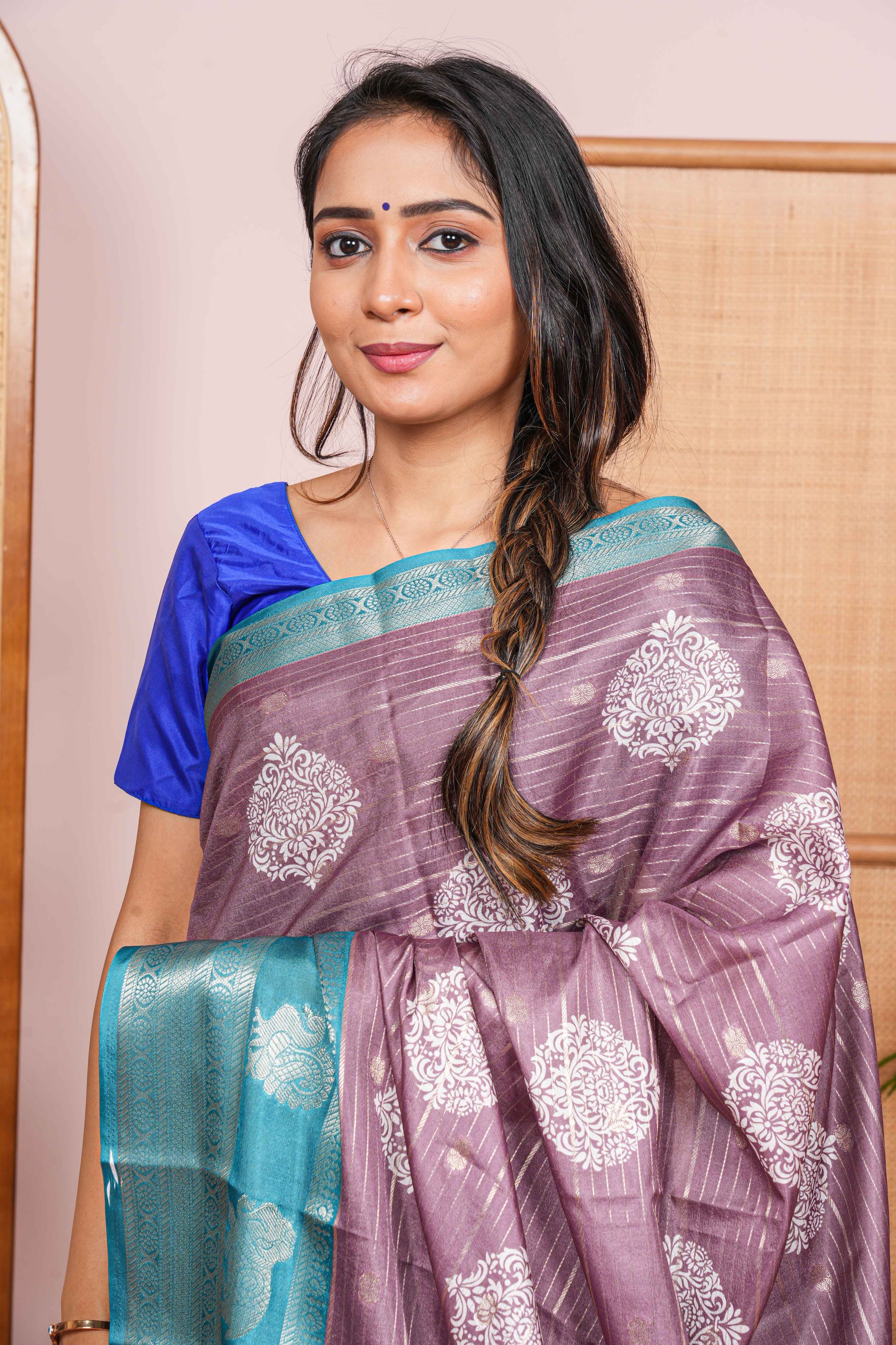 rosy brown dola silk saree