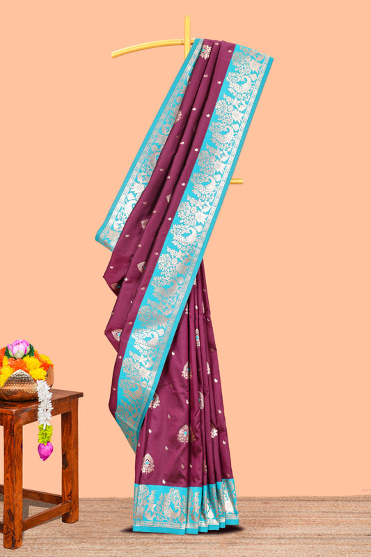 Brown Semi Soft Silk Saree Body All Over Small Gold Zari Butta And Zari Border With Grand Zari Rich Pallu