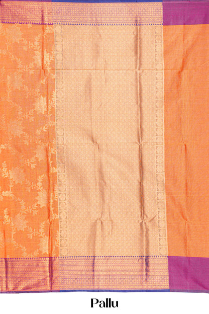 orange cotton saree with beige pallu