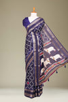 Navy Blue Dola Silk Saree Jaali Design ,Pink Lotus Motifs Across The Body With Gold Zari Bentex BorderPichwai Design Pallu Along With Blouse