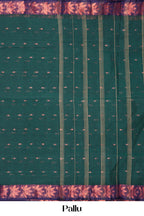 Green Bengal Cotton Thread Butta With Copper Border