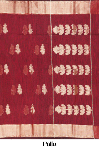 maroon slub cotton saree