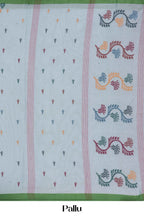 Pale Bluish-Grey Bengal Cotton With Thread Butta