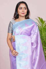 Lavender saree with blue border