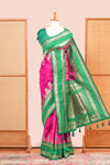 Pink Semi Art Silk Saree Delicate Golden Zari Motifs Along With Thalampoo Zari Woven Across The Body. The Border Is Broad With Intricate Floral Zari Weaving Rich Golden Zari Pallu