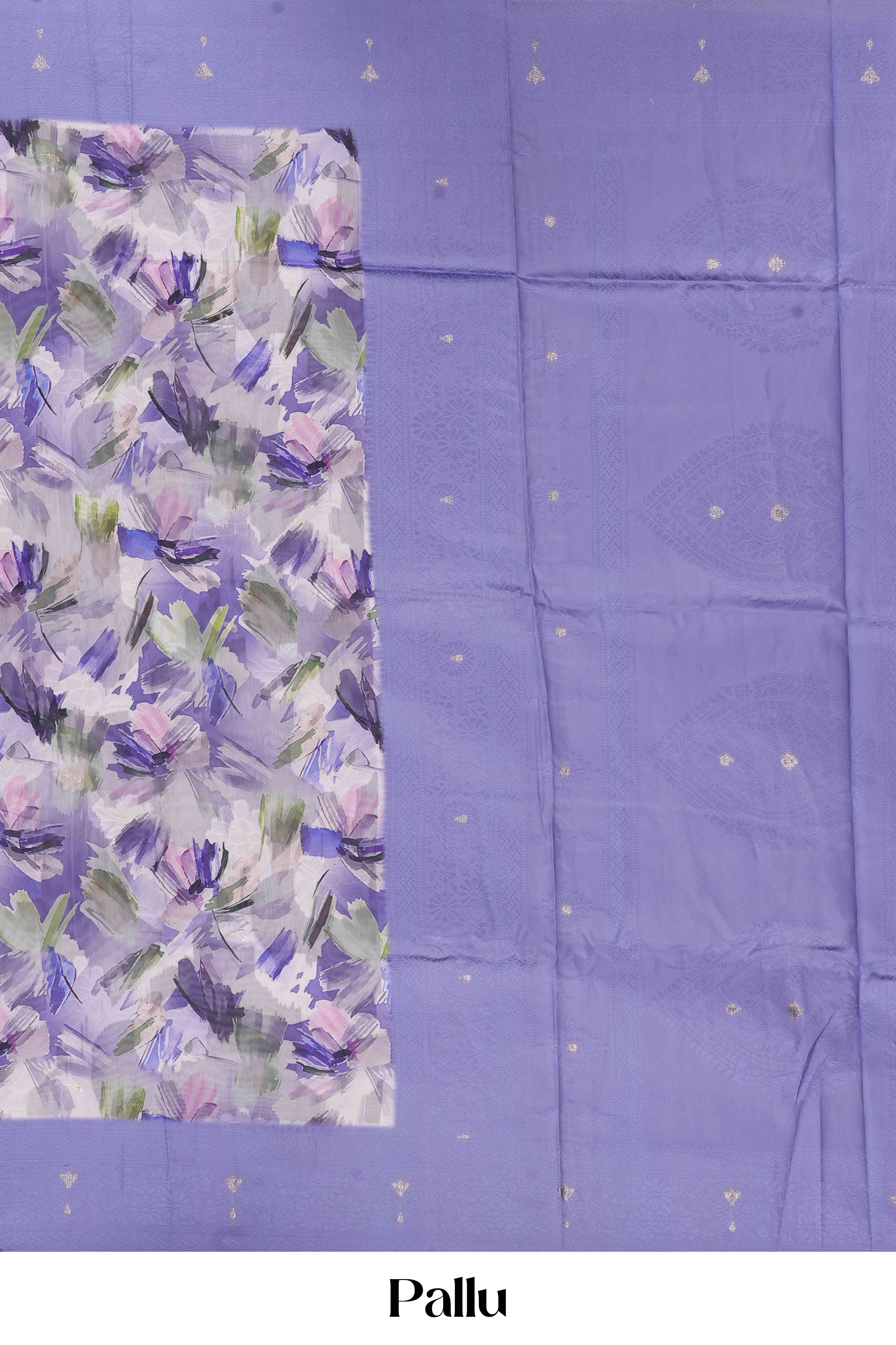 Lucknowi Silk saree All Over Digital Print With Jacquard Border