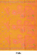 Yellow Bengal Cotton Saree All-Over Floral Vine Design