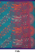 Blue Bengal Cotton With Floral Print
