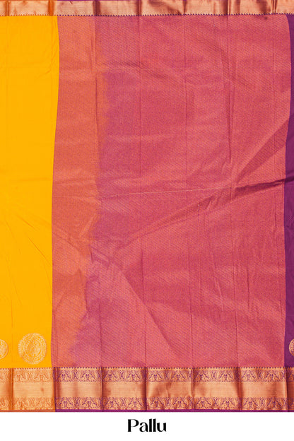 yellow art silk saree