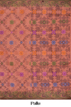 Peach Bengal Cotton With Floral Print