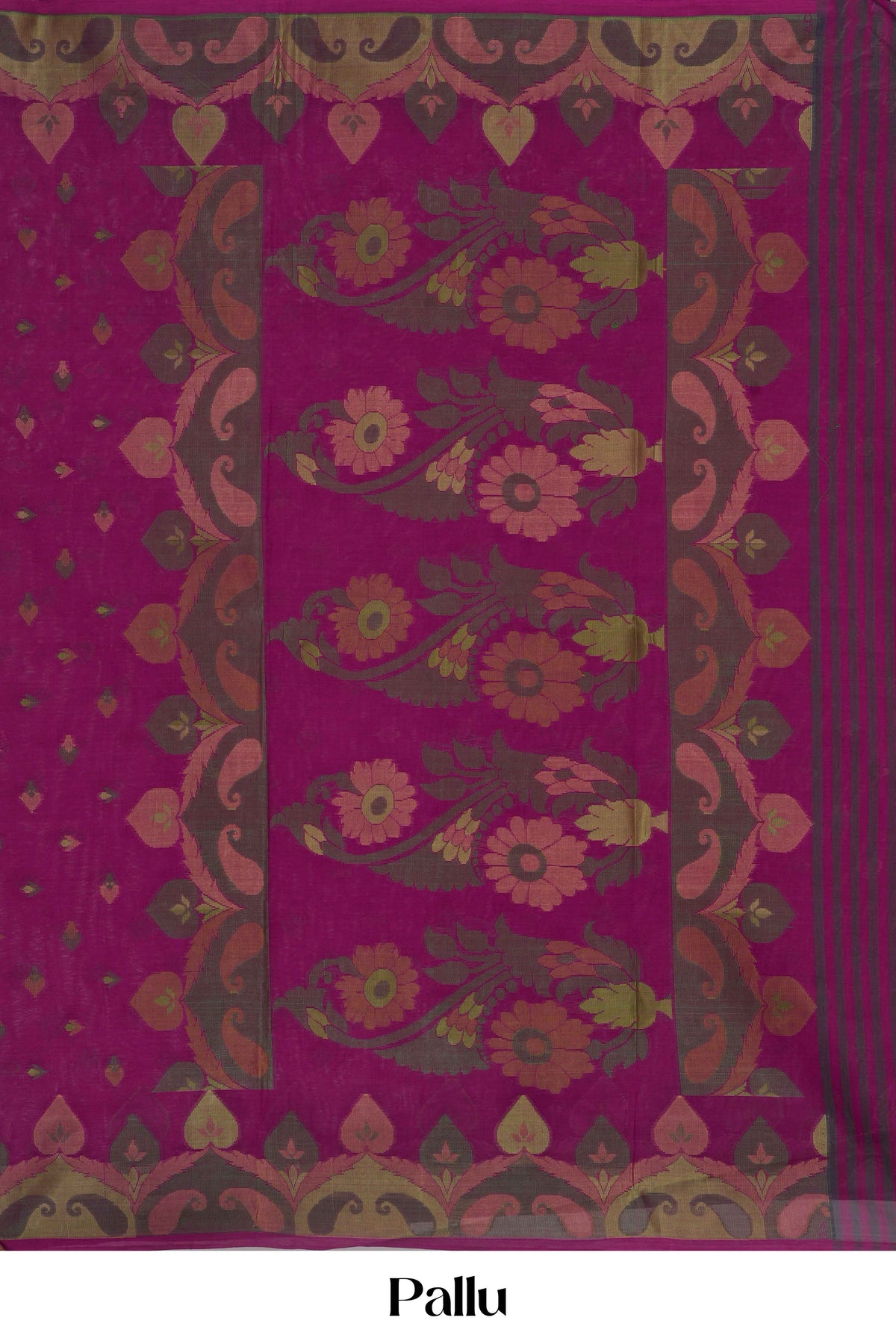 Deep Magenta Bengal Cotton With Thread Butta
