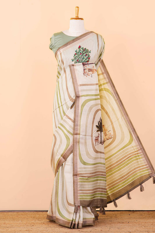 matka tussar printed saree