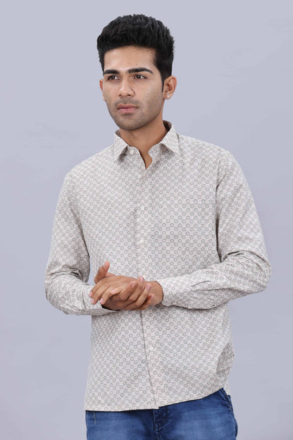 Men’s Slim Fit Pure Cotton Dobby Printed Casual Shirt
