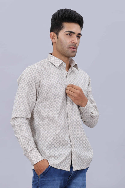 Men’s Slim Fit Pure Cotton Dobby Printed Casual Shirt
