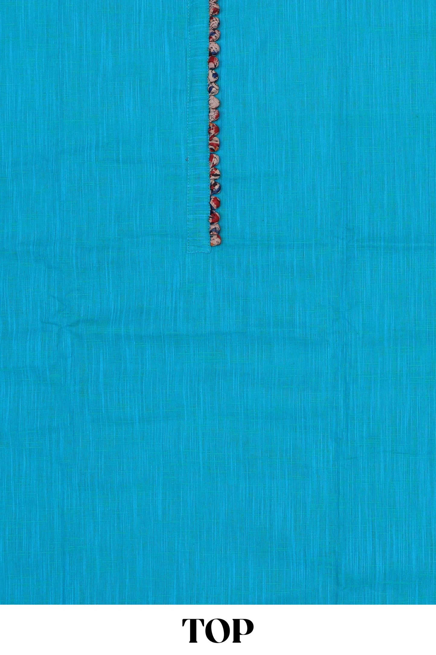 Blue plain cotton chudidhar material with kalamkari style bottom and dupatta