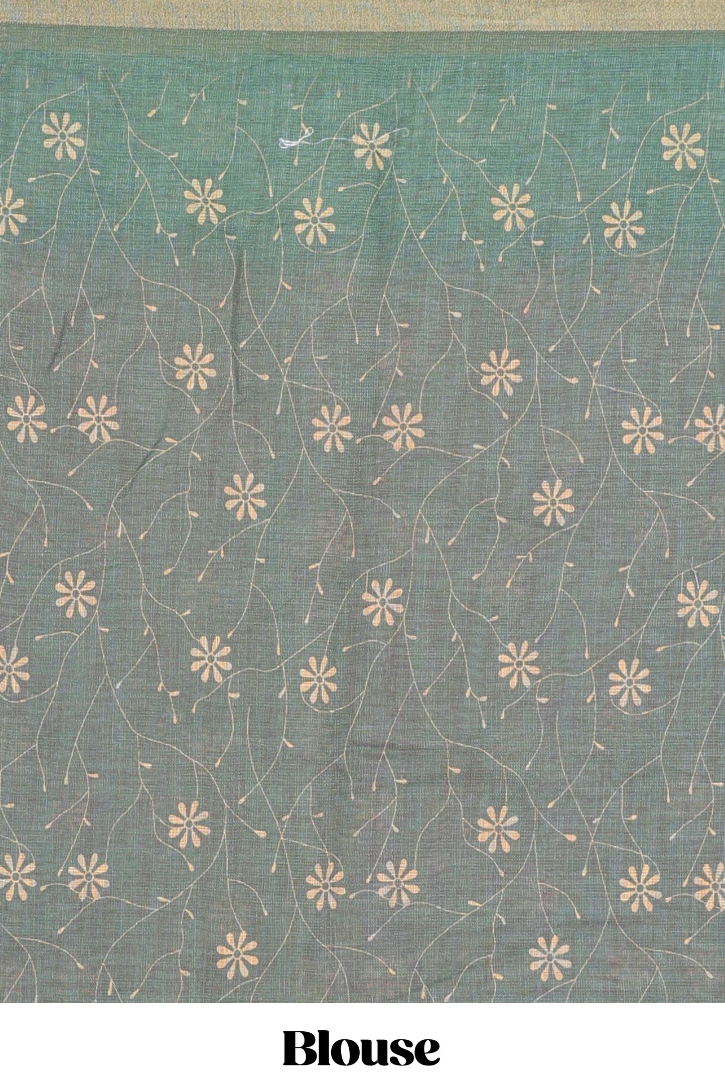 Pink linen saree with all-over butta print, contrast border, printed pallu, and contrast blouse