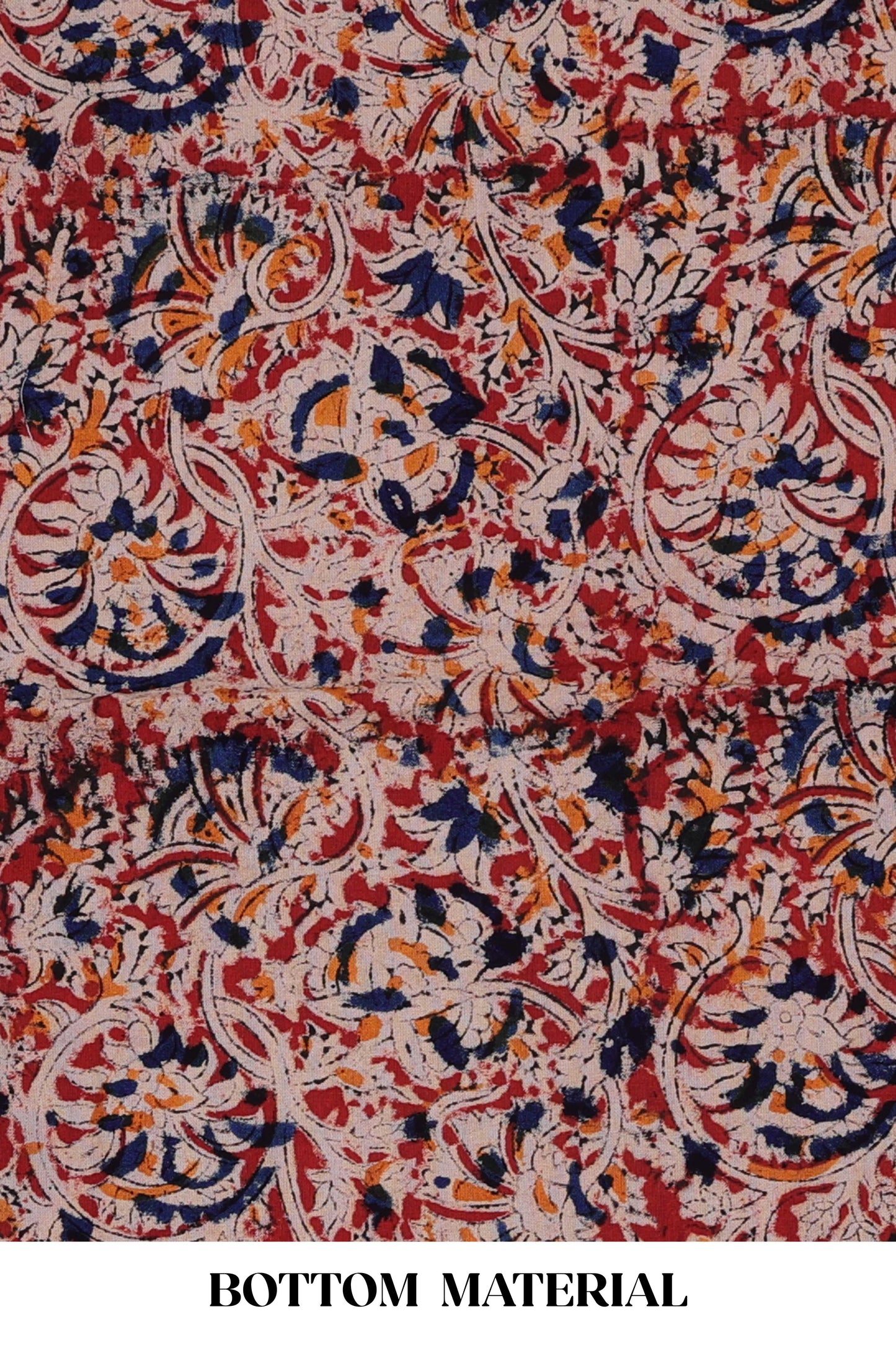 Blue plain cotton chudidhar material with kalamkari style bottom and dupatta