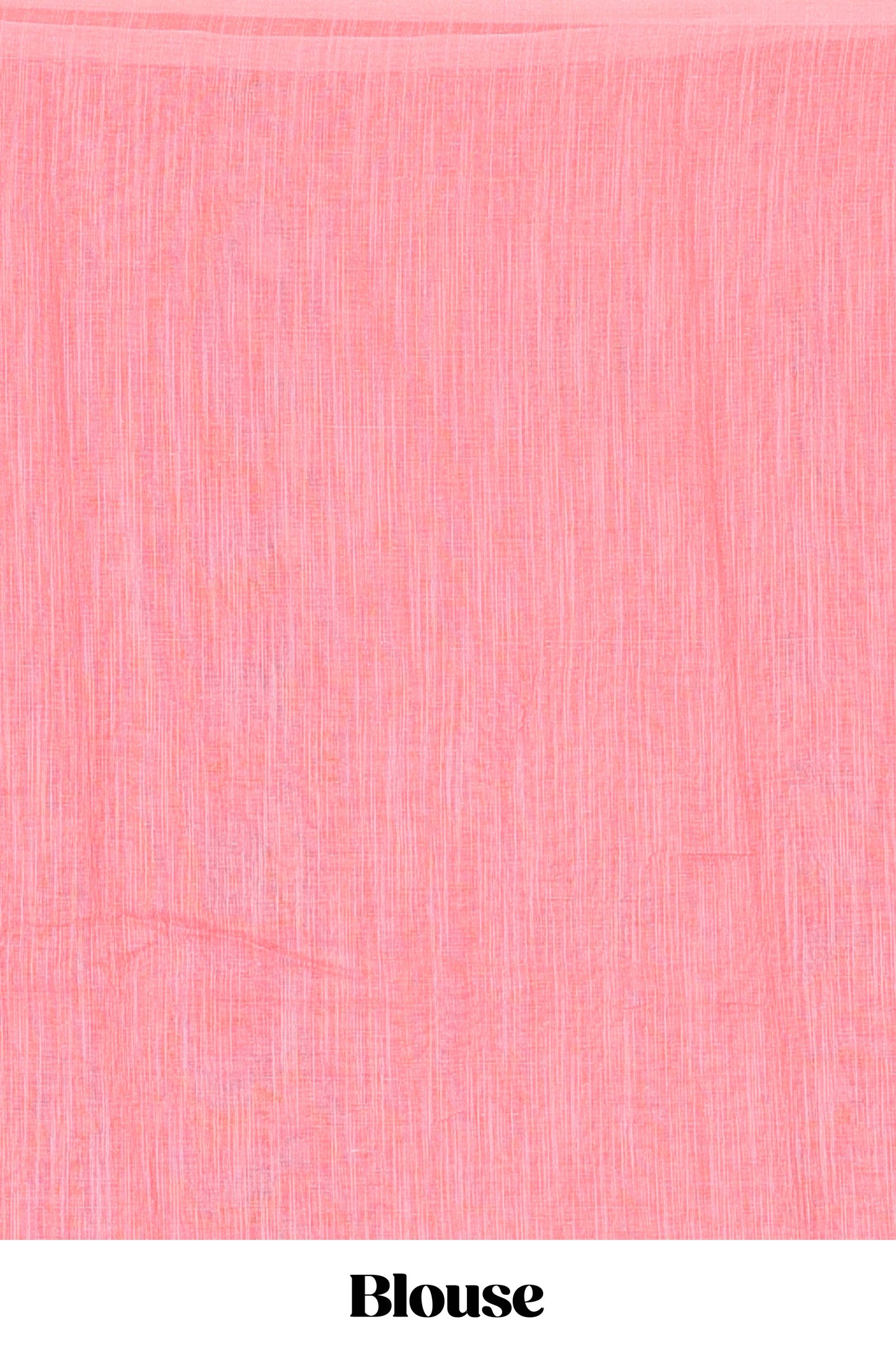 Borderless pink linen saree with floral design, printed pallu and blouse