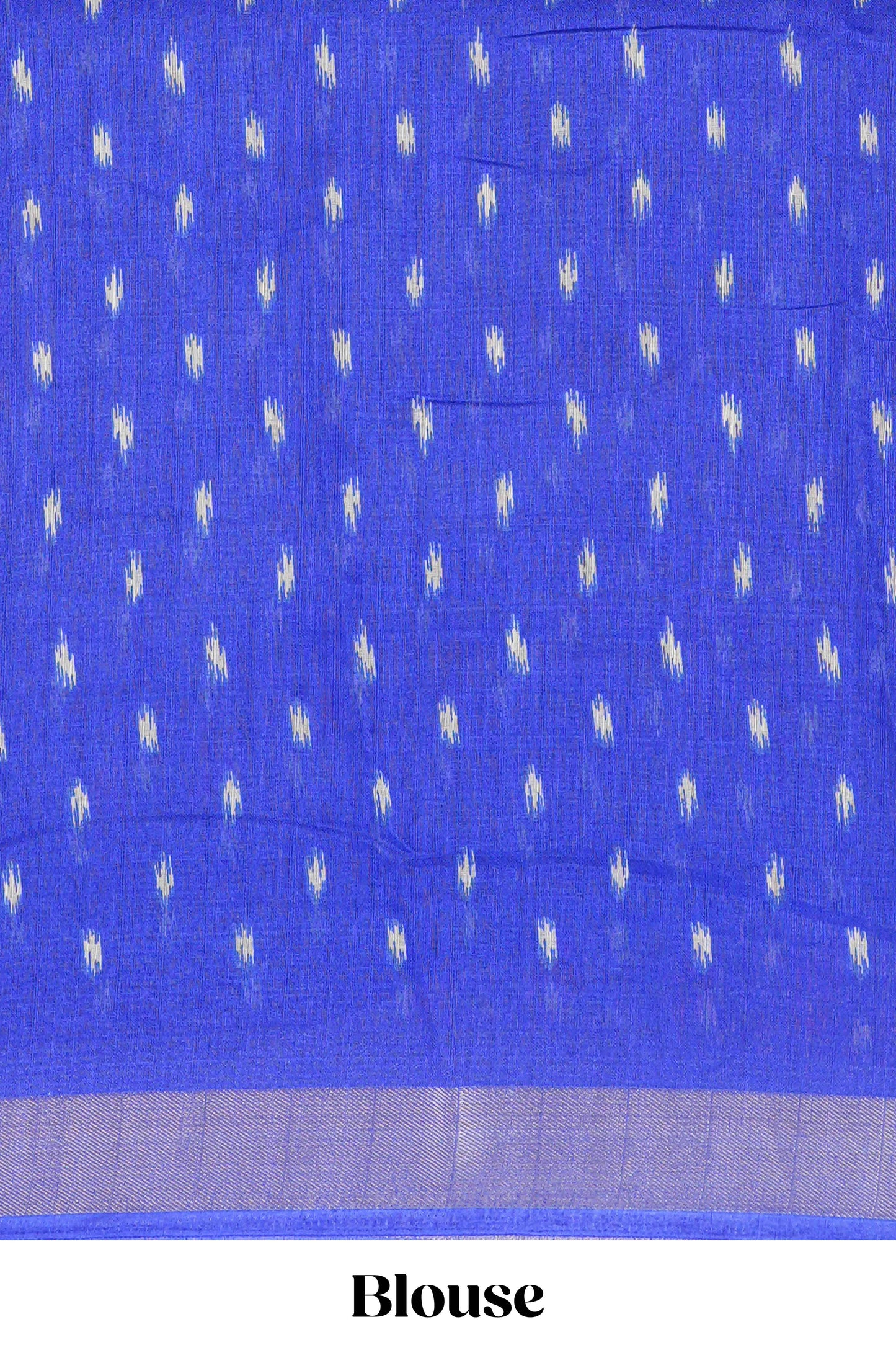 Off white geomentric ikkat style linen cotton saree with contrast border and pallu